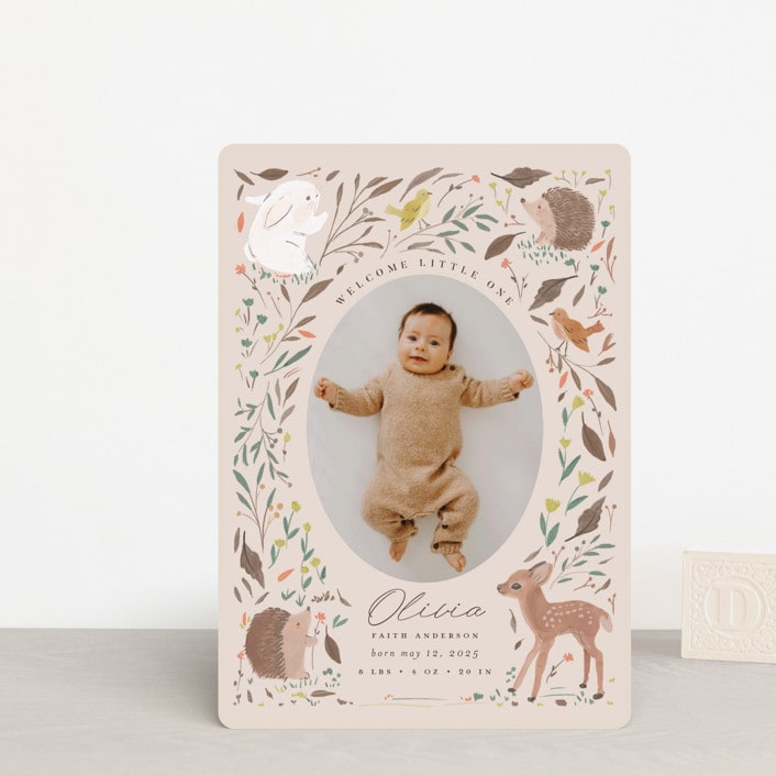 "Little Friends" - Birth Announcements in Buttercream by Vera Lim - Front