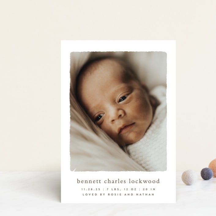 "Rustic" - Birth Announcements in Chestnut by Ekko Studio - Front