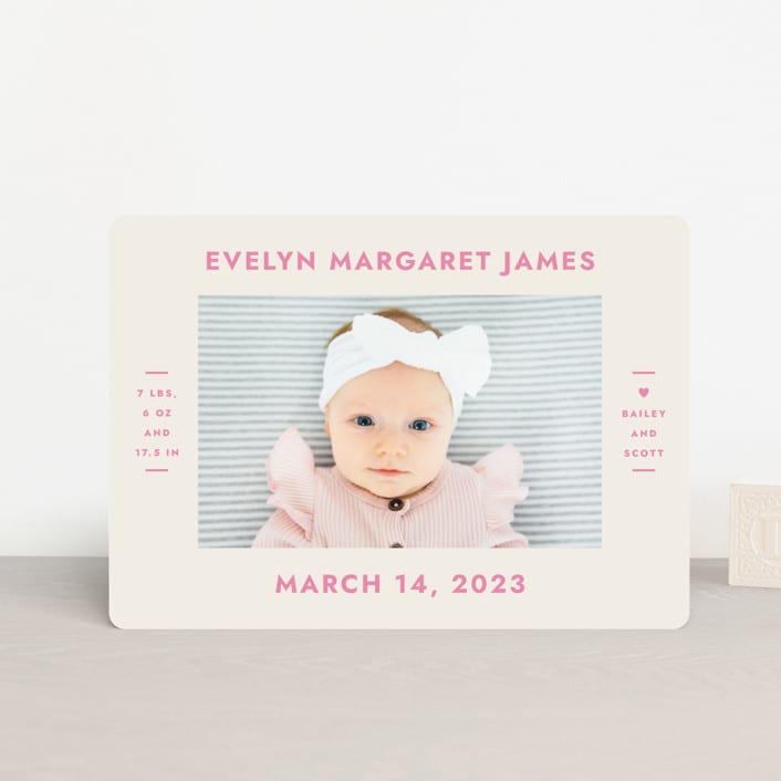 "present perfect" - Birth Announcements in Peony by Megan Davis - Front