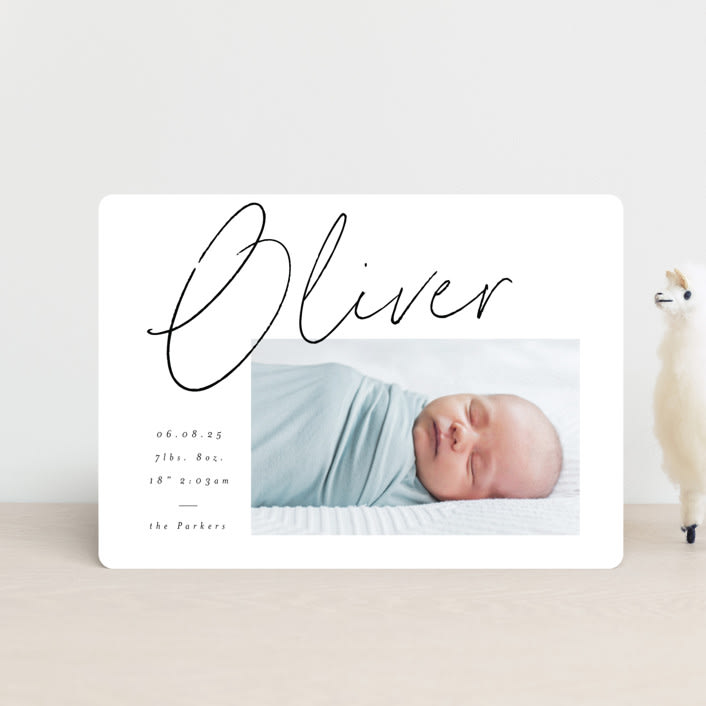 "Simply" - Birth Announcements in Noir by AK Graphics - Front