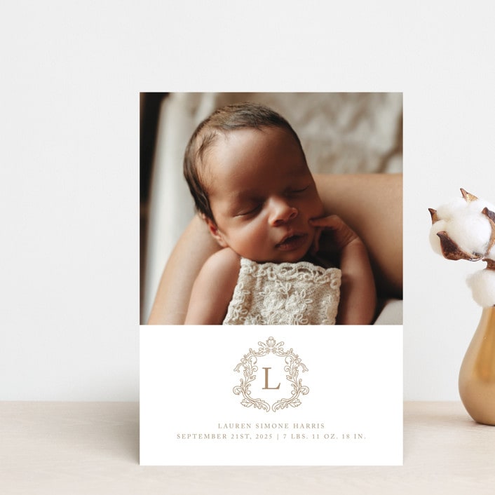 "Crested" - Birth Announcements in Fawn by mo kelley - Front