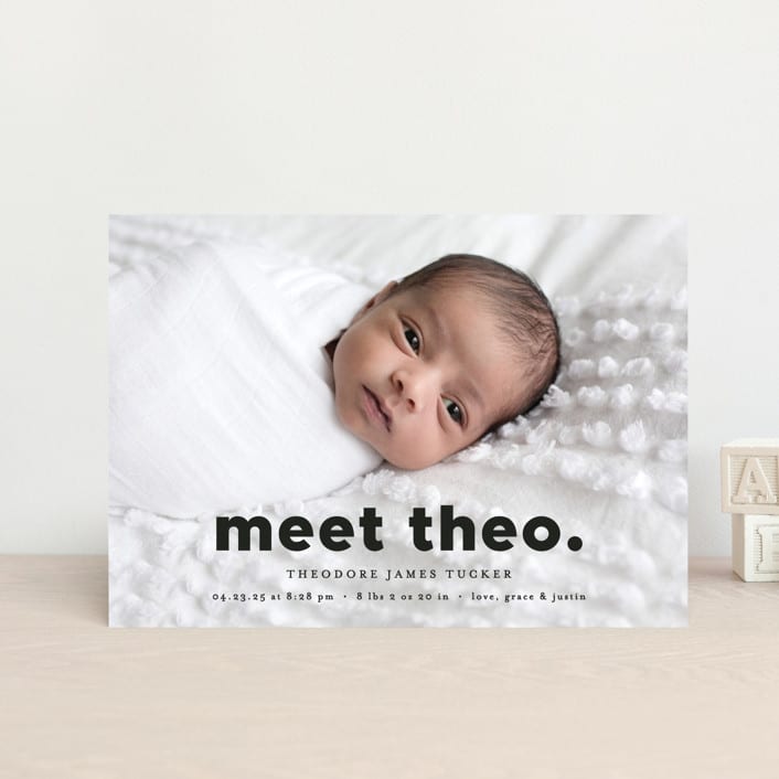 "Simple Statement" - Birth Announcements in Onyx by Erica Krystek - Front