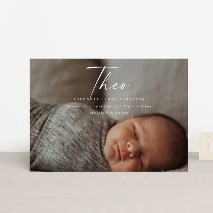 "Complete" - Birth Announcements in Linen by Kasia Labocki - Front