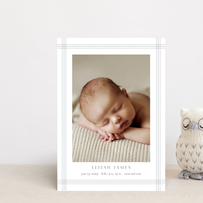 "Soft plaid" - Birth Announcements in Cement by Stacey Meacham - Front