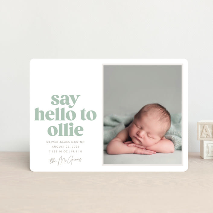 "Clarke" - Birth Announcements in Mint by Robert and Stella - Front