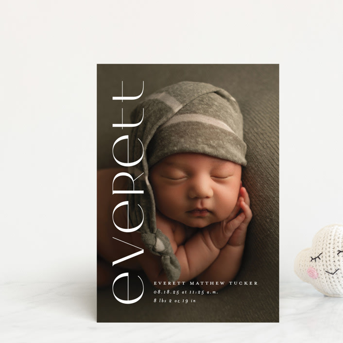 "Modern Name" - Birth Announcements in Linen by Erica Krystek - Front
