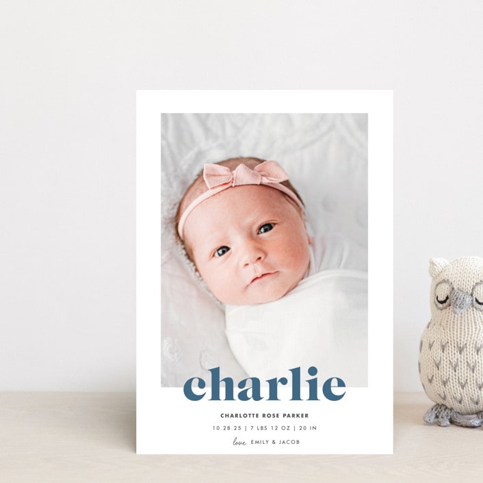 "Bold Nickname" - Birth Announcements in Bluebird by Shirley Lin Schneider - Front