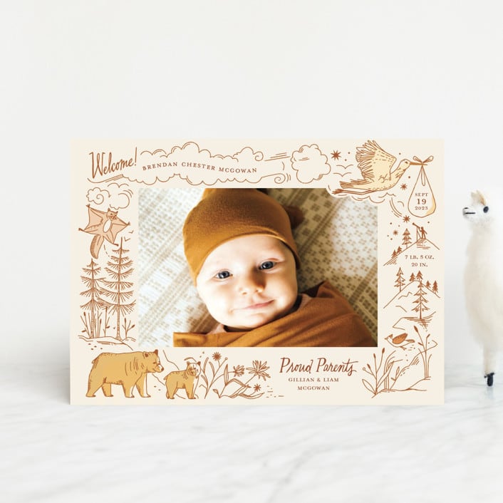"Baby Bear" - Birth Announcements in Cream by Morgan Ramberg - Front
