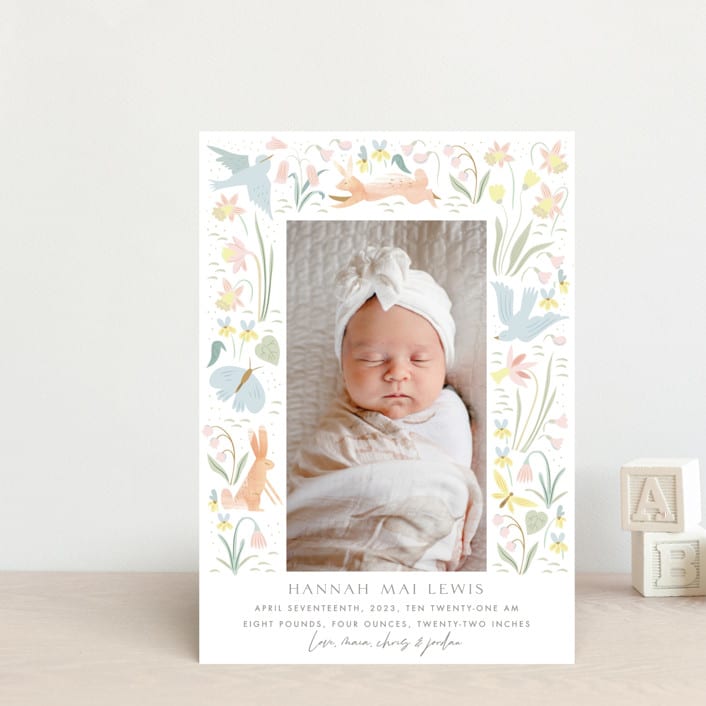 "Baby Garden" - Birth Announcements in Sky by Eve Schultz - Front