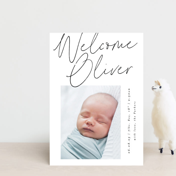 "Simply" - Birth Announcements in Noir by AK Graphics - Front