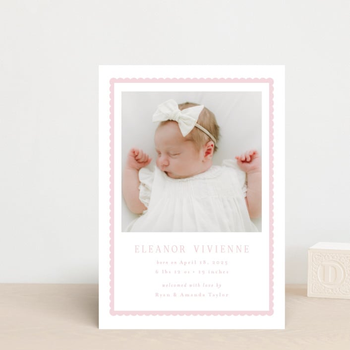 "Sweetest Scallop" - Birth Announcements in Petal by Emily Betts - Front