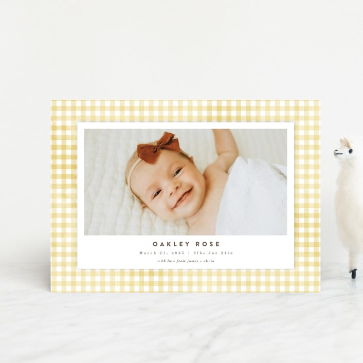 "Gingham" - Birth Announcements in Marigold by Jessie Steury - Front