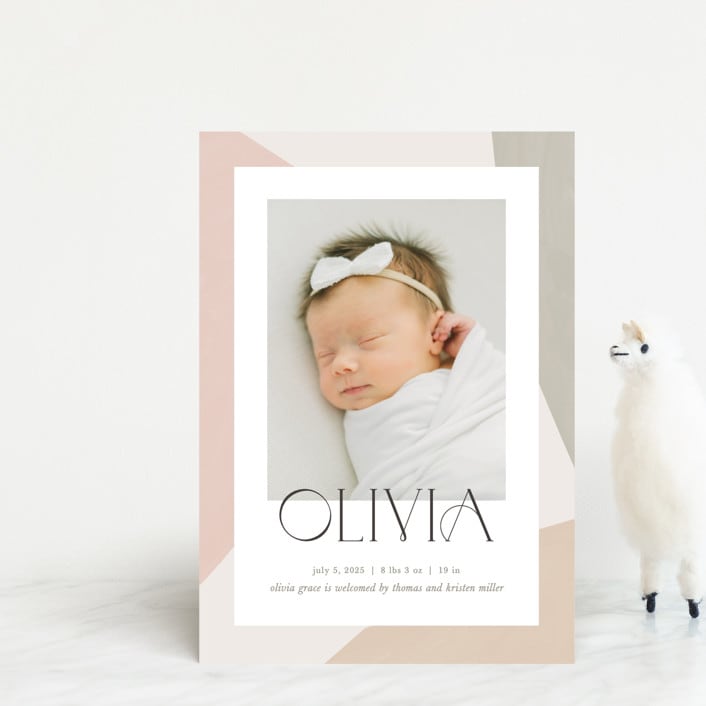 "Artful" - Birth Announcements in Sherbet by Pixel and Hank - Front