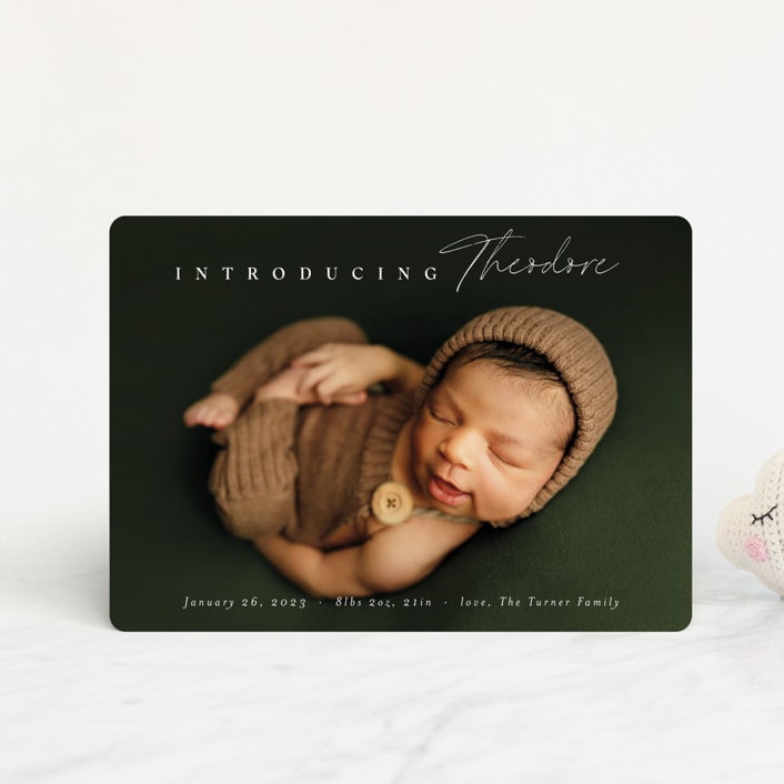 "Simple Emphasis" - Birth Announcements in Cloud by Carolyn MacLaren - Front