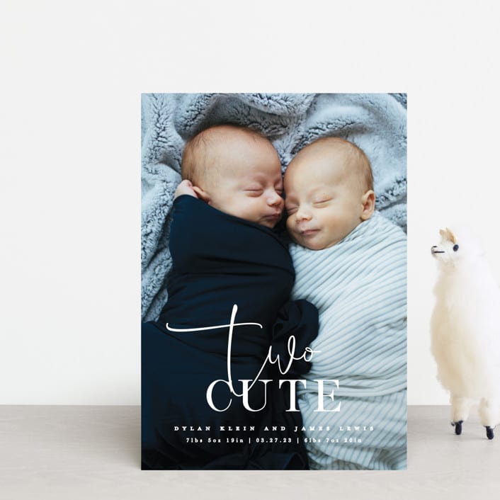 "Two Cute" - Birth Announcements in Silk by Creo Study - Front