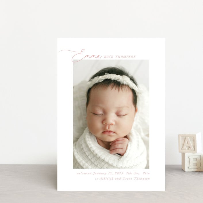 "Sweetest" - Birth Announcements in Rose by Jenna Holcomb - Front
