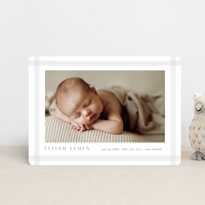 "Soft plaid" - Birth Announcements in Cement by Stacey Meacham - Front