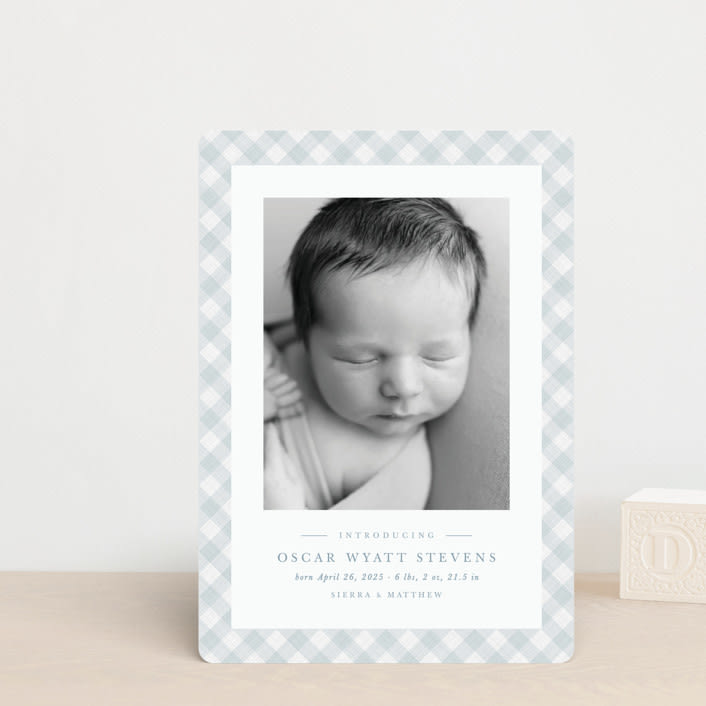 "Checked" - Birth Announcements in Sky by Lea Delaveris - Front