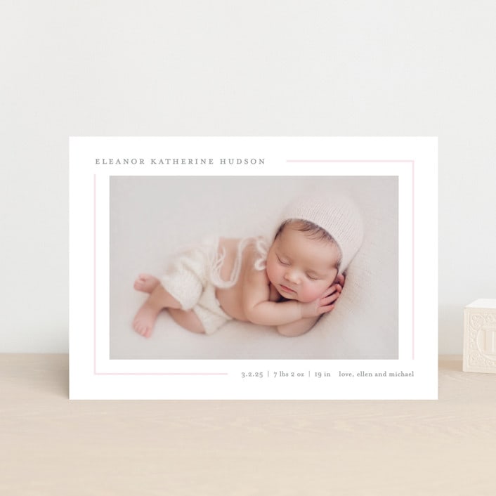 "Simply Serene" - Birth Announcements in Blush by Lauren Chism - Front