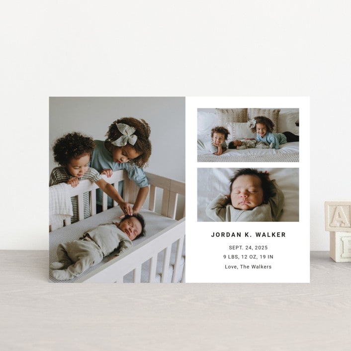 "Minimal Three" - Birth Announcements in Milk by Playground Prints - Front