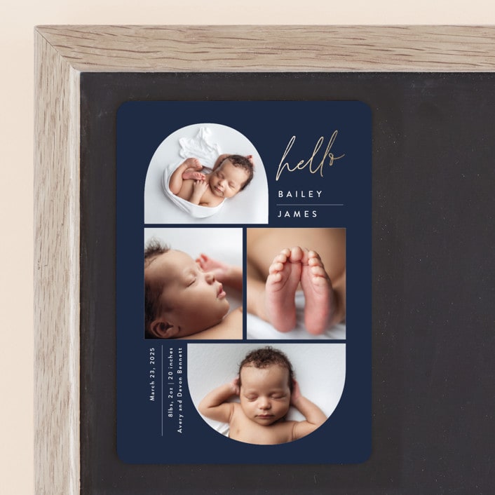 "So Current" - Birth Announcements in Navy by Carolyn MacLaren - Front