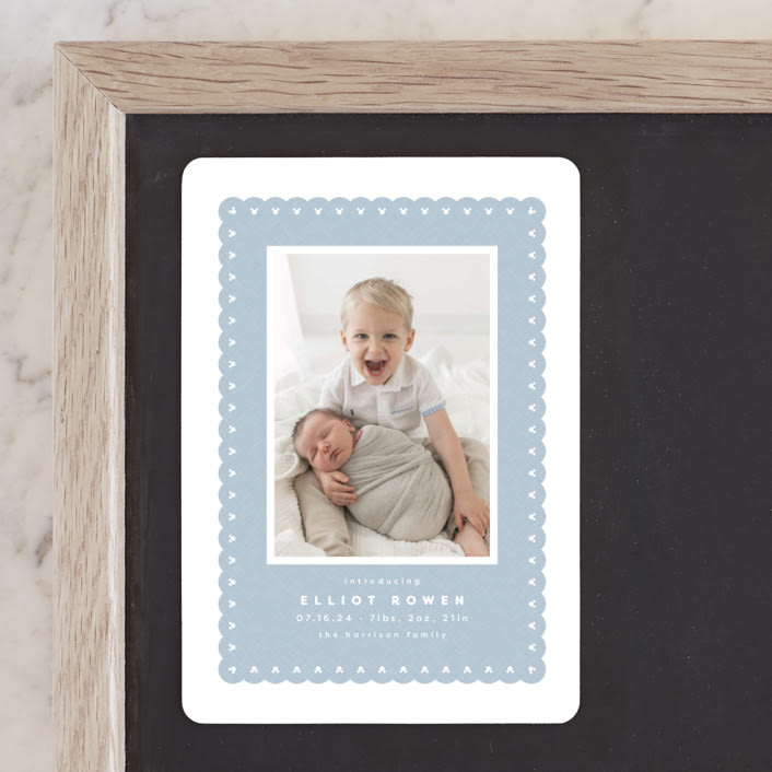 "Mickey fabric frame" - Birth Announcements in Chambray by Lea Delaveris - Front