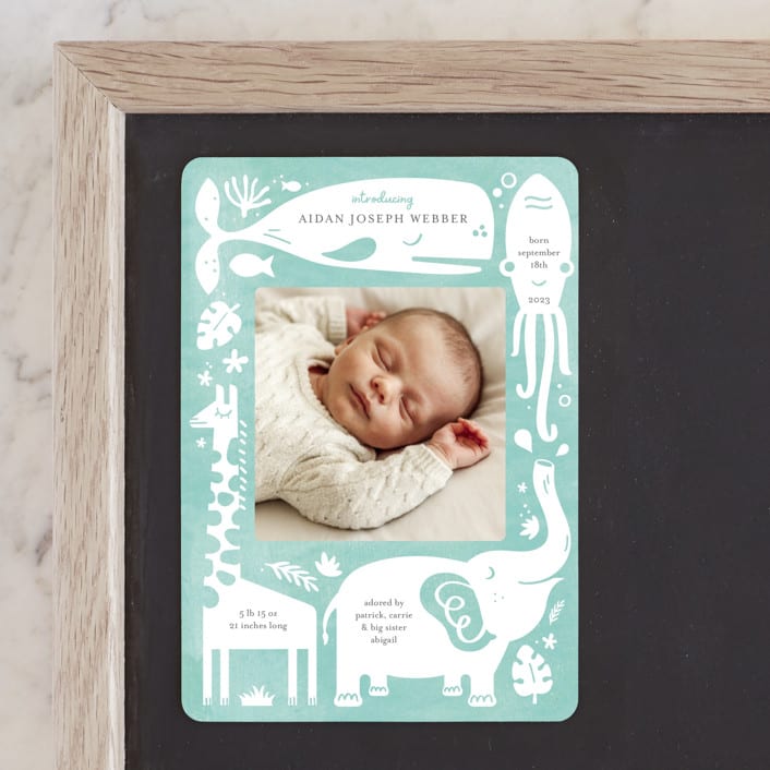 "All God's Creatures" - Birth Announcements in Narwhal by Carrie ONeal - Front