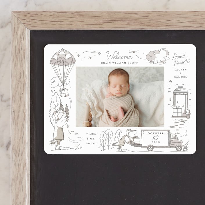 "Special Delivery" - Birth Announcements in Slate by Morgan Ramberg - Front