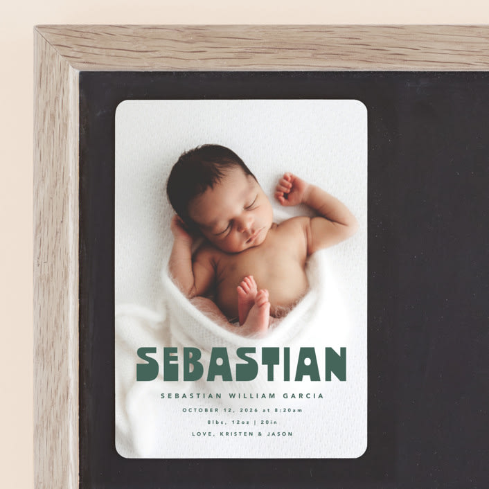 "Boldly Named" - Birth Announcements in Forest by Anna Elder - Front