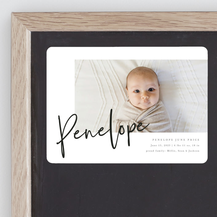 "Clean Lines" - Birth Announcements in Blackboard by Amy Payne - Front
