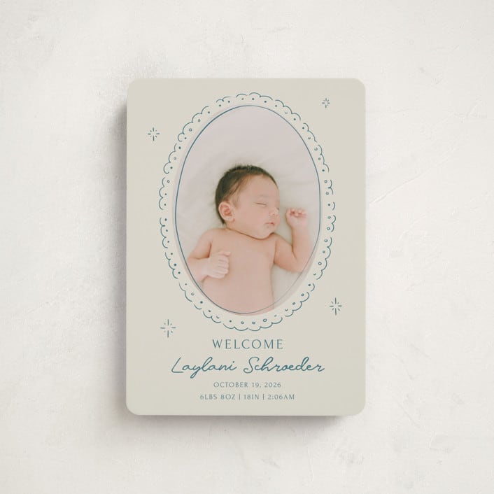 "Doodle Frame" - Birth Announcements in Deep Pond by Zove Ahhh - Front