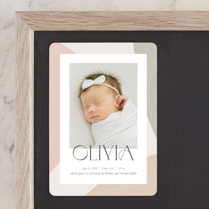 "Artful" - Birth Announcements in Sherbet by Pixel and Hank - Front