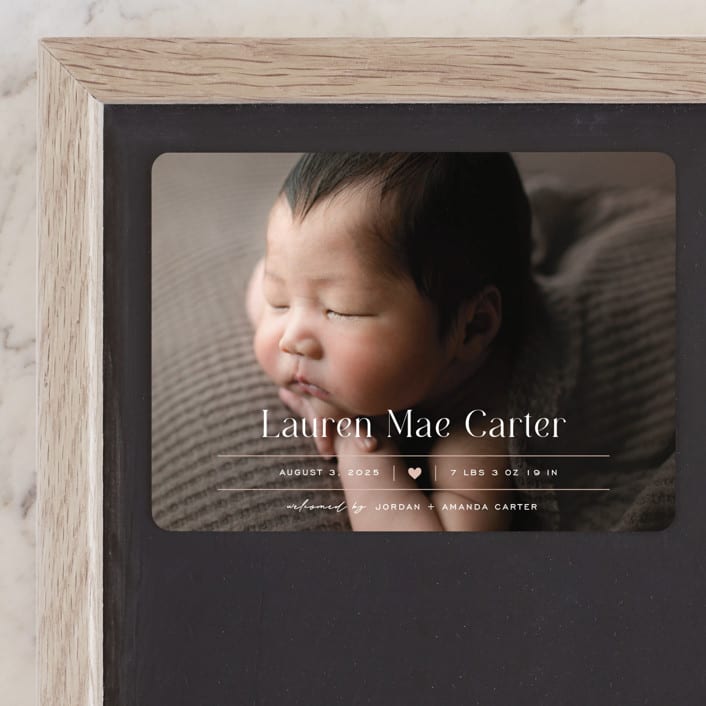 "Heart" - Birth Announcements in Blush by Pixel and Hank - Front