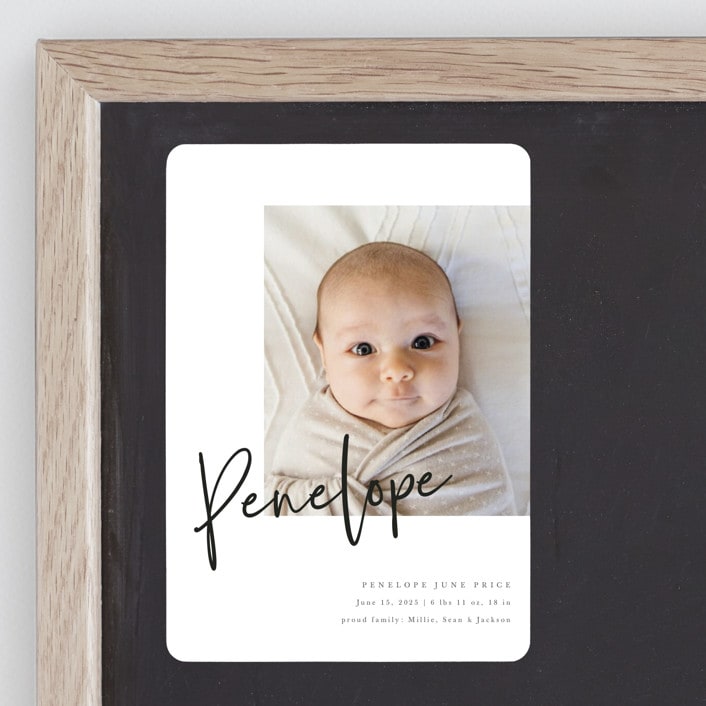 "Clean Lines" - Birth Announcements in Blackboard by Amy Payne - Front