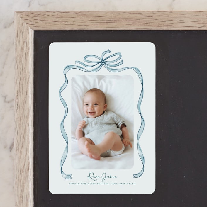"Tied Together" - Birth Announcements in Mint by Paper Sun Studio - Front