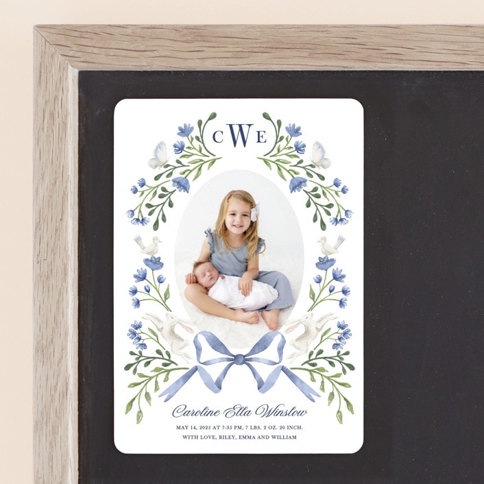 "Floral Forest Friends" - Birth Announcements in Bluebell by Alice Nelen - Front