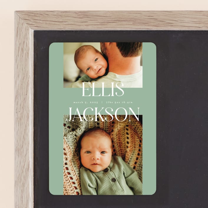 "Double Time" - Birth Announcements in Aloe by Pixel and Hank - Front