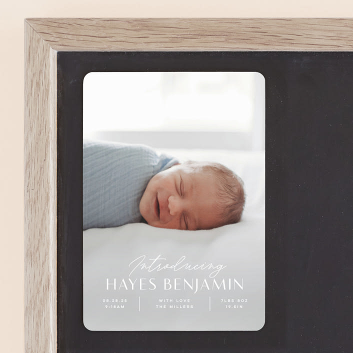 "Typographic Mix" - Birth Announcements in Snow by Michelle Taylor - Front