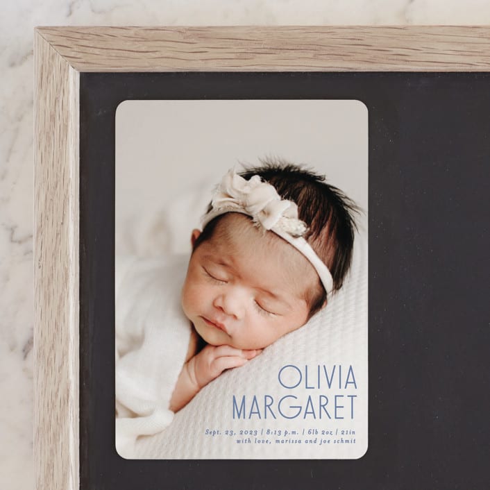 "Sweetly modern" - Birth Announcements in Denim by Lisa Assenmacher - Front