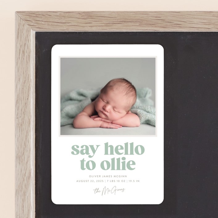 "Clarke" - Birth Announcements in Mint by Robert and Stella - Front