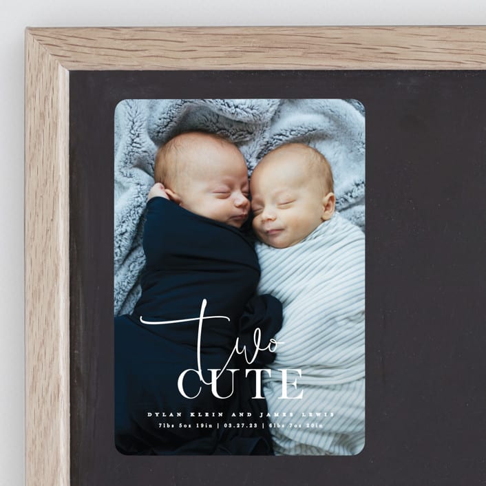 "Two Cute" - Birth Announcements in Silk by Creo Study - Front