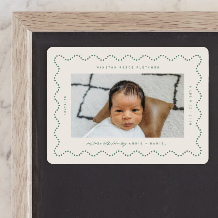 "Squiggle" - Birth Announcements in Moss by Kelly Watkins - Front