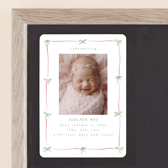 "Preppy Bow Border" - Birth Announcements in Candy by Susan Zinader - Front