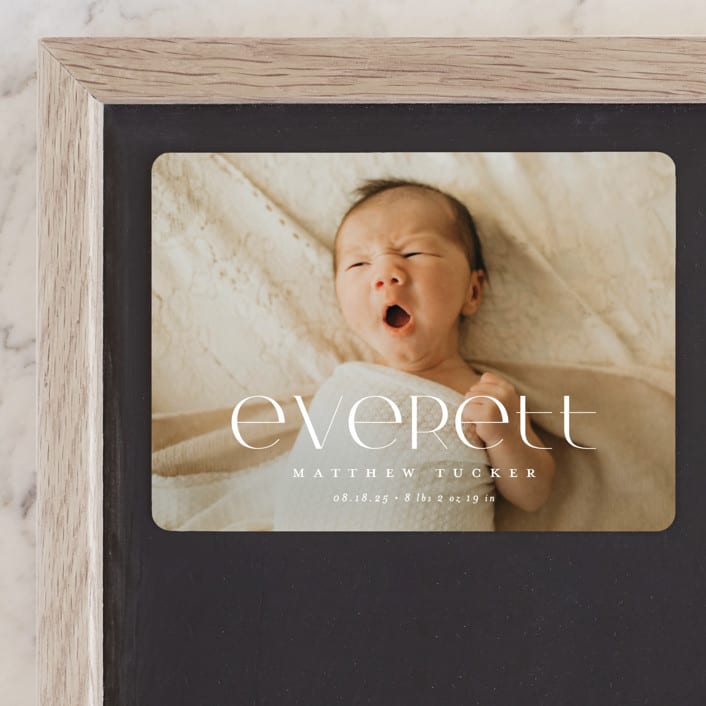"Modern Name" - Birth Announcements in Linen by Erica Krystek - Front