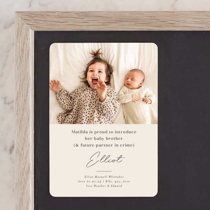 "Siblings" - Birth Announcements in Bamboo by Corinne Malesic - Front