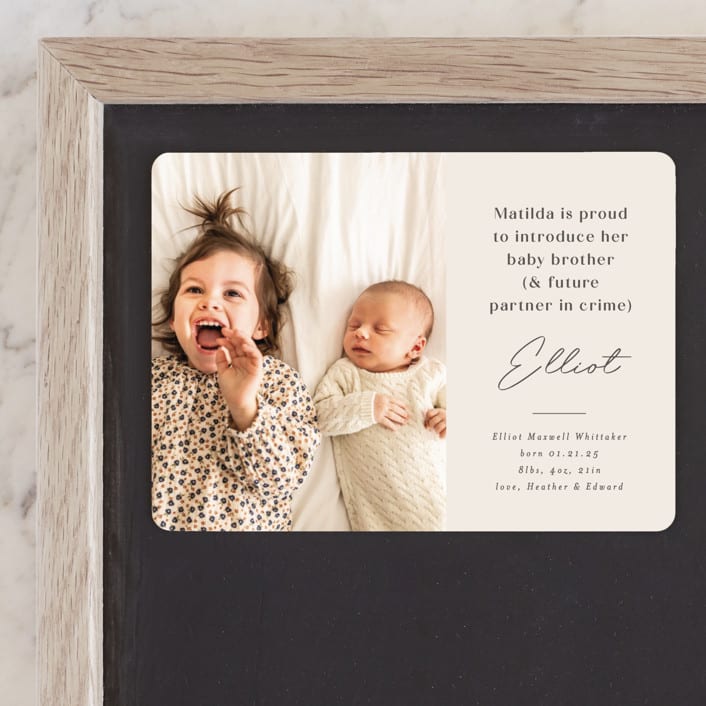 "Siblings" - Birth Announcements in Bamboo by Corinne Malesic - Front