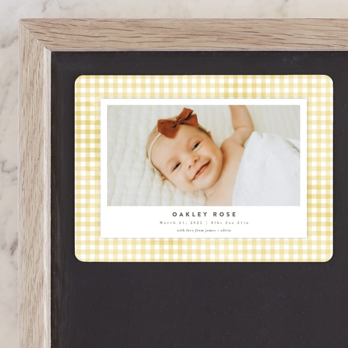 "Gingham" - Birth Announcements in Marigold by Jessie Steury - Front