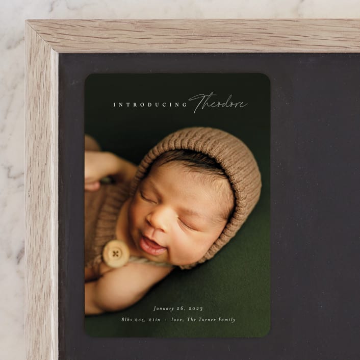 "Simple Emphasis" - Birth Announcements in Cloud by Carolyn MacLaren - Front