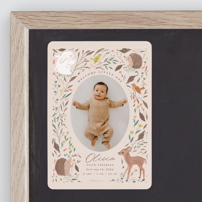 "Little Friends" - Birth Announcements in Buttercream by Vera Lim - Front
