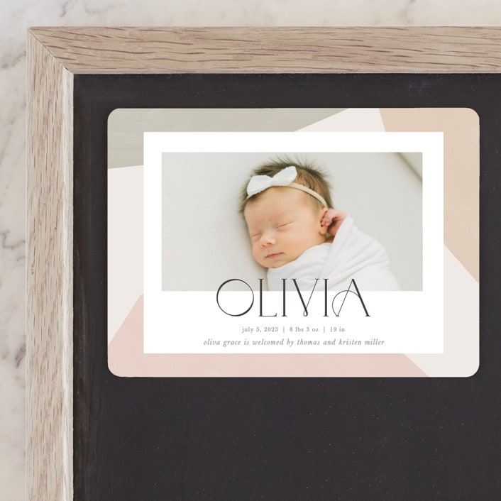 "Artful" - Birth Announcements in Sherbet by Pixel and Hank - Front